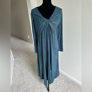 Women’s Kate & Mallory Teal Faux Suede Gathered Knot Asymmetrical Dress